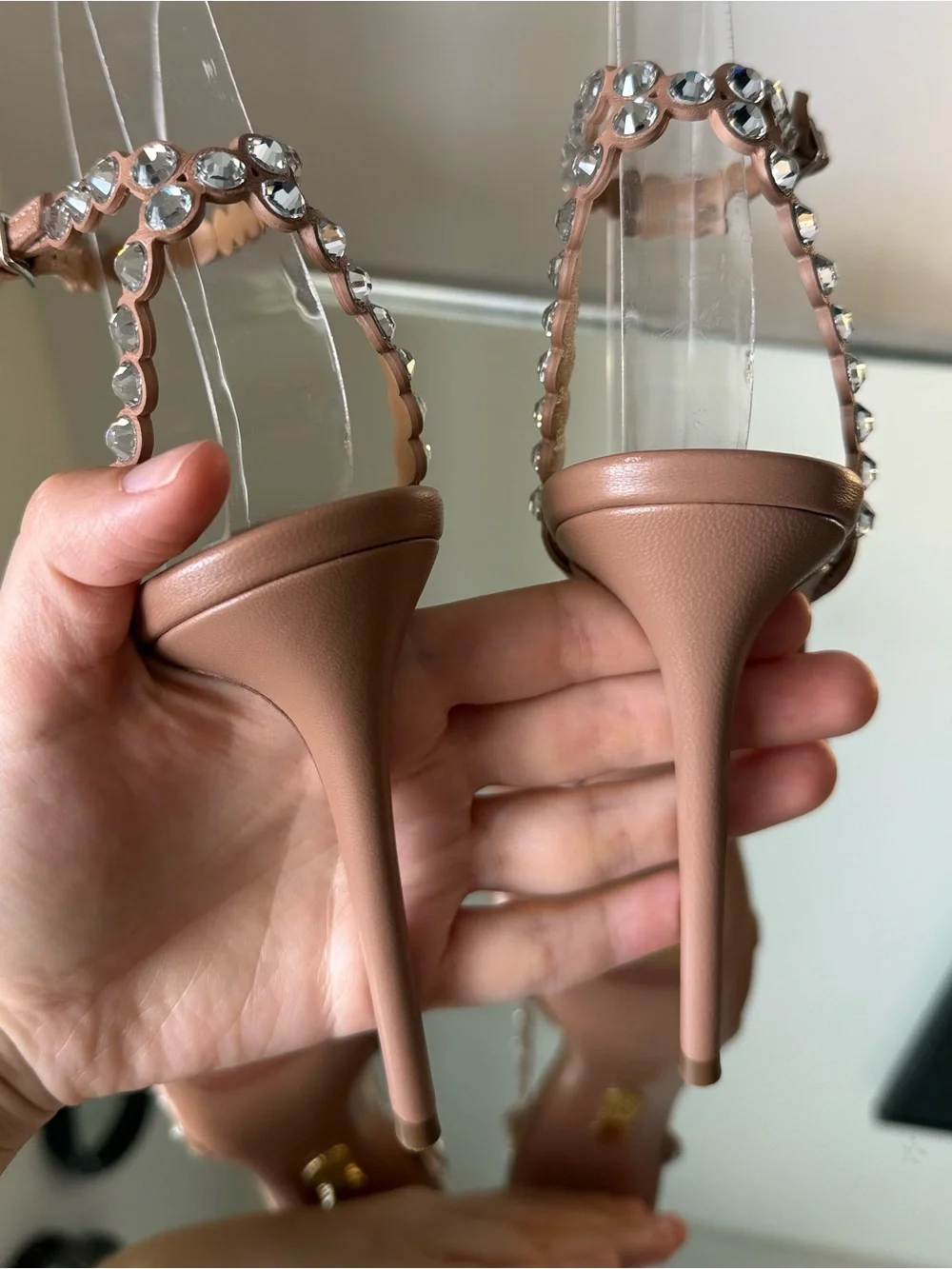 Like New AQUAZZURA Tequila 105 Blush Leather Sandals $1,630 37